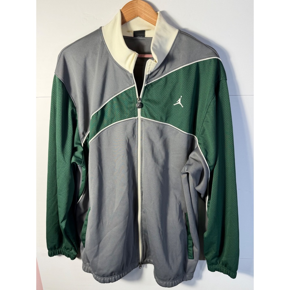Vintage 2005 Air Jordan 20th Anniversary Track Jacket XL Green Gray 85-05 Y2K